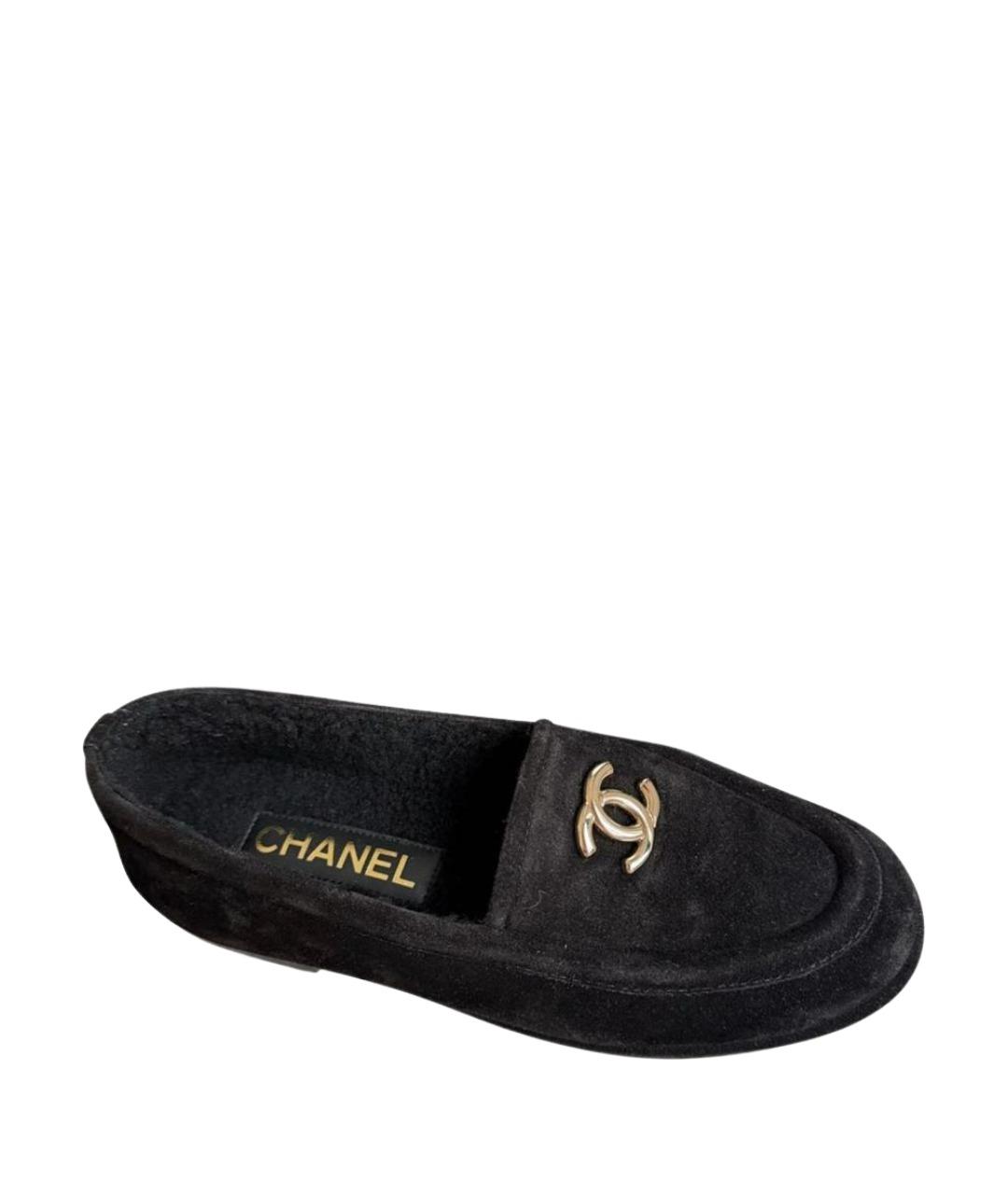 CHANEL Черные замшевые лоферы, фото 1