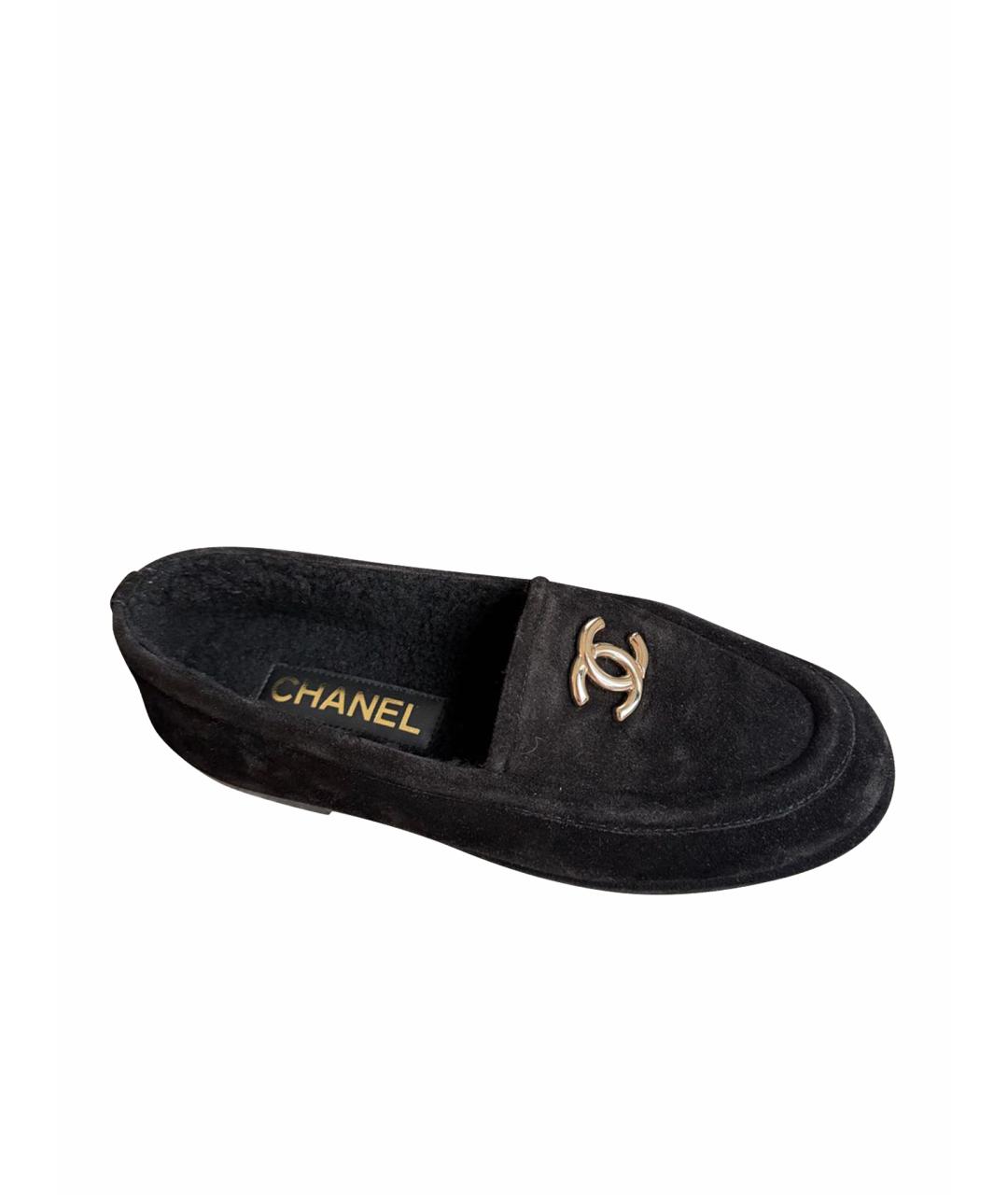 CHANEL Черные замшевые лоферы, фото 6