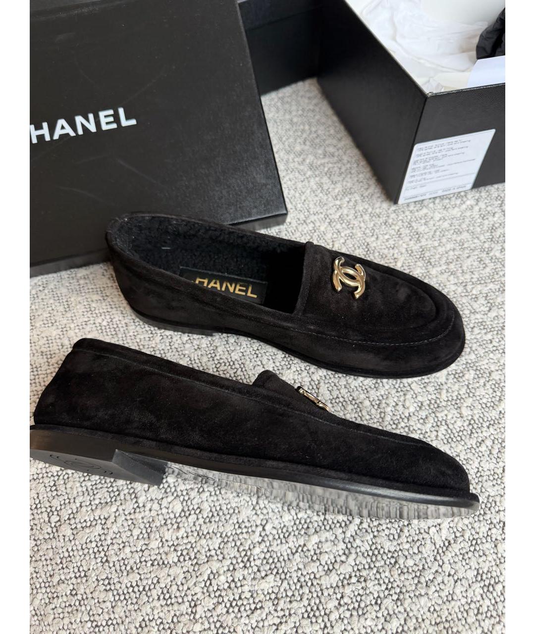 CHANEL Черные замшевые лоферы, фото 2