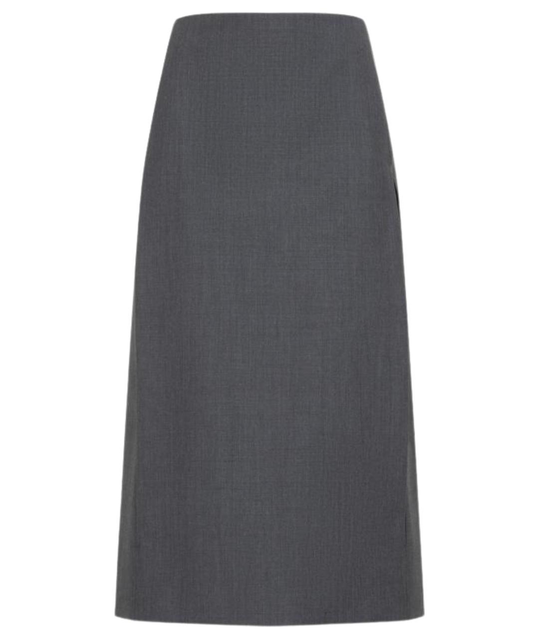 JIL SANDER Серая шерстяная юбка миди, фото 1