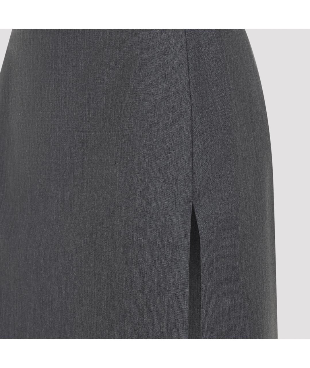 JIL SANDER Серая шерстяная юбка миди, фото 4