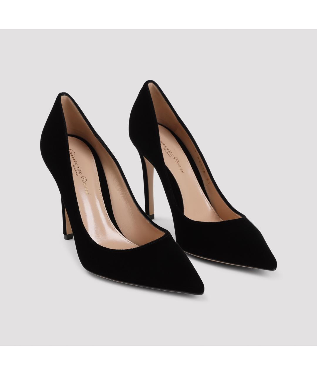 GIANVITO ROSSI Черные бархатные туфли, фото 4
