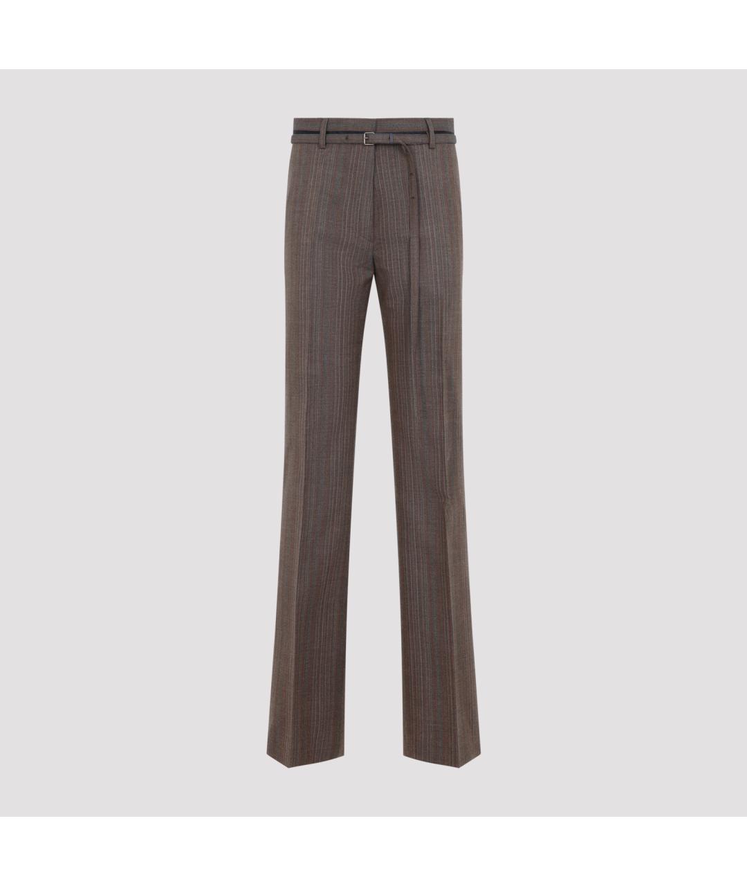 DRIES VAN NOTEN Коричневые шерстяные прямые брюки, фото 2