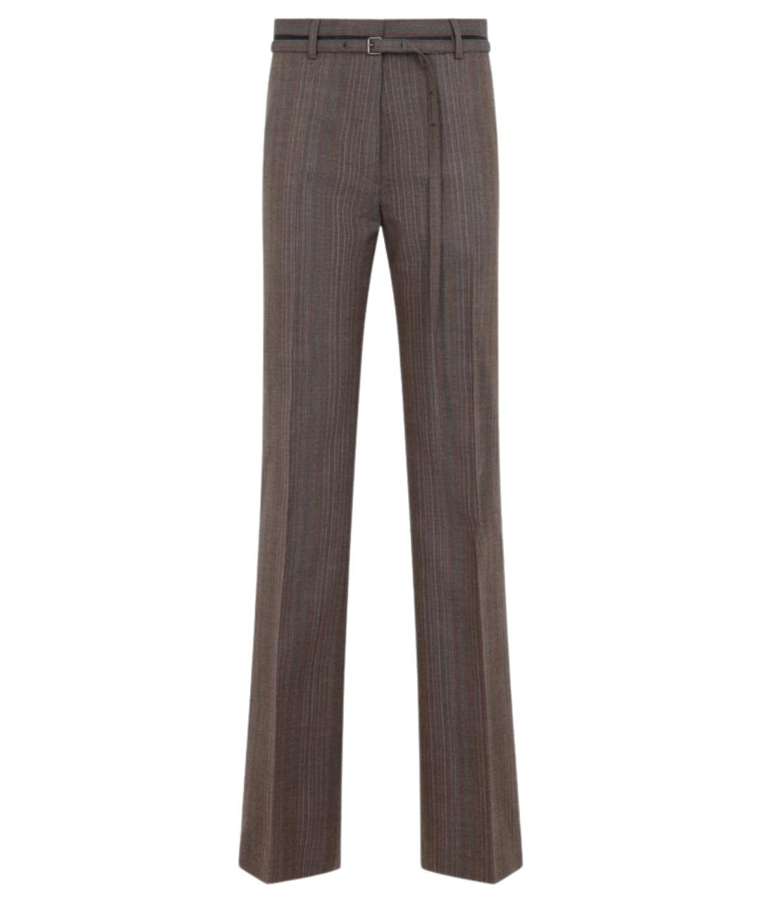 DRIES VAN NOTEN Коричневые шерстяные прямые брюки, фото 1