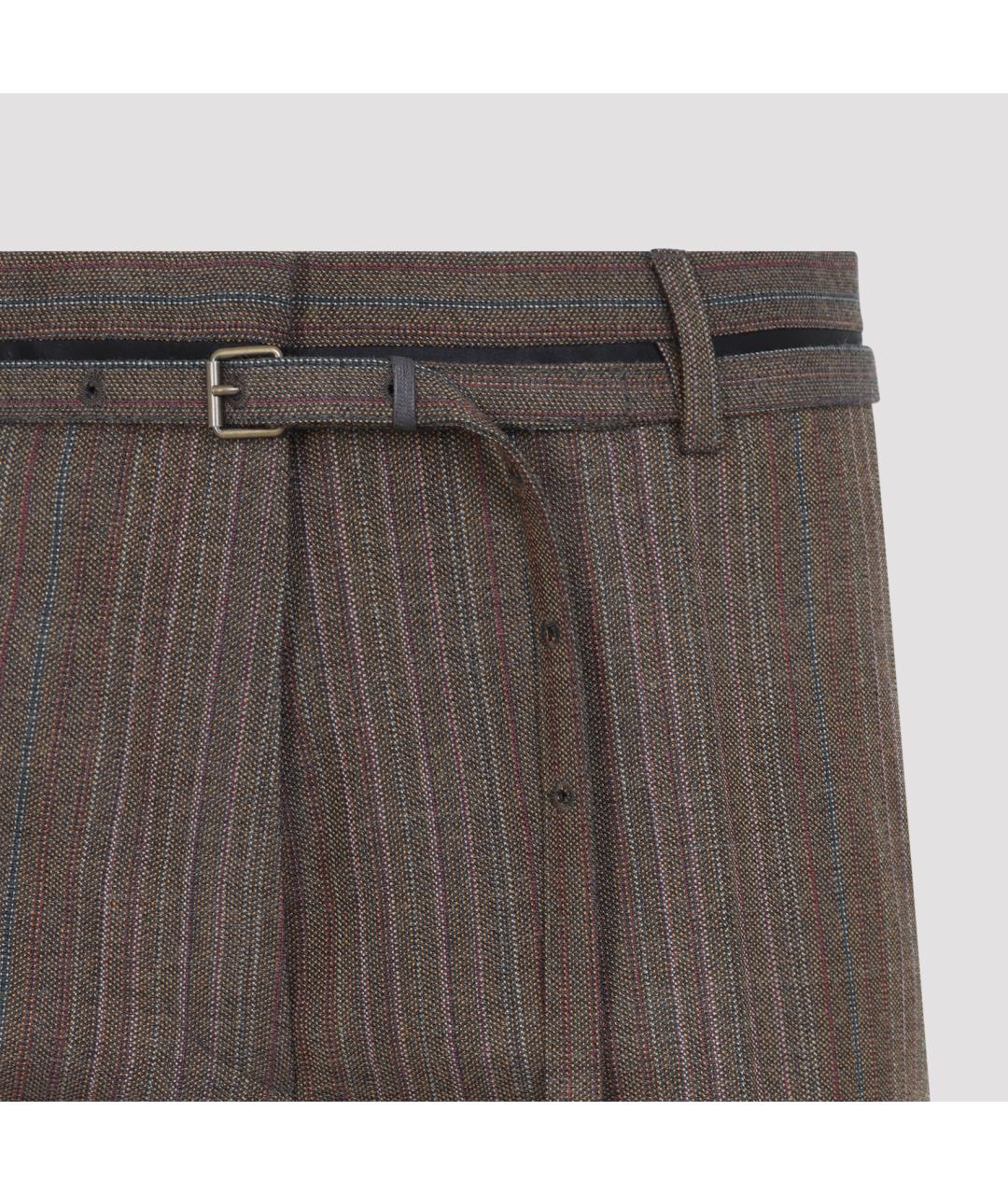 DRIES VAN NOTEN Коричневые шерстяные прямые брюки, фото 4