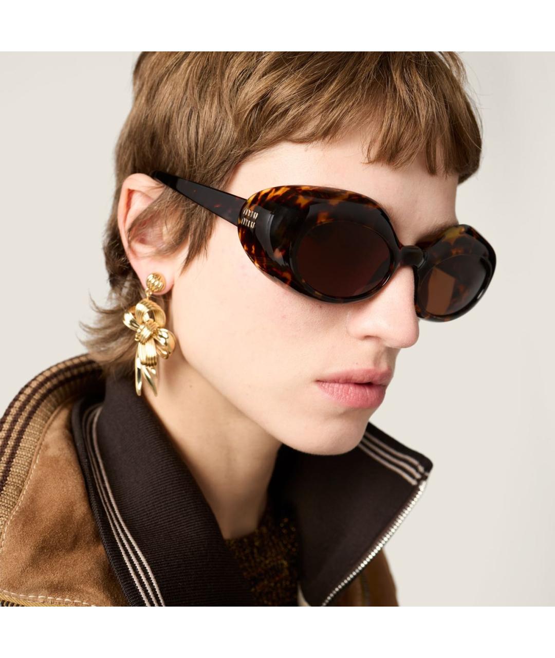 MIU MIU Коричневые пластиковые солнцезащитные очки, фото 8
