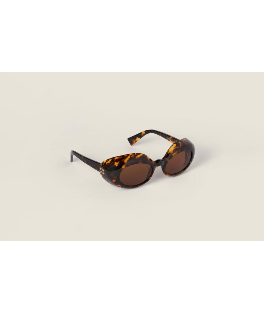 MIU MIU Коричневые пластиковые солнцезащитные очки, фото 2