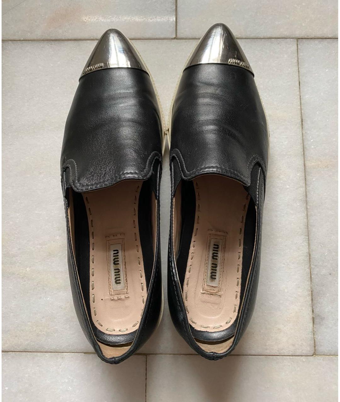 MIU MIU Черные кожаные лоферы, фото 3