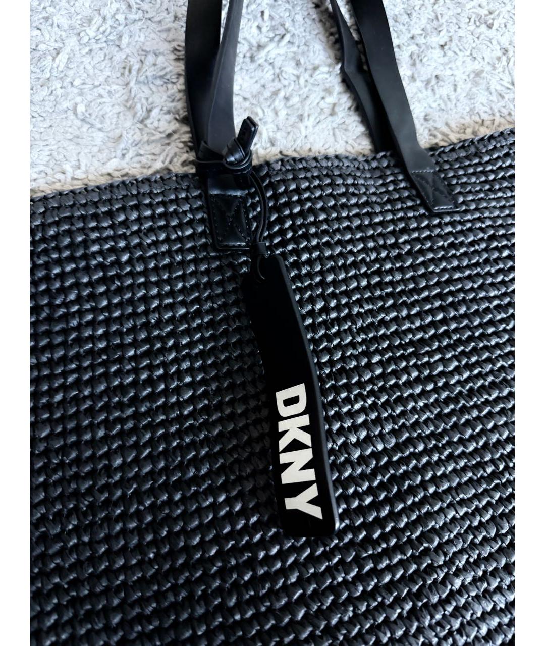 DKNY Черная рафиевая пляжная сумка, фото 2