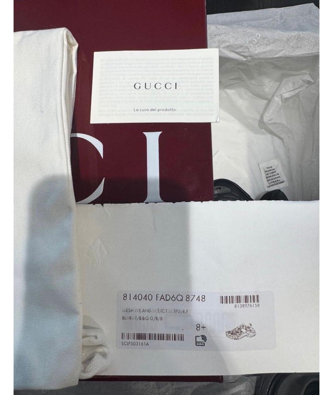 GUCCI Черные синтетические низкие кроссовки / кеды, фото 7