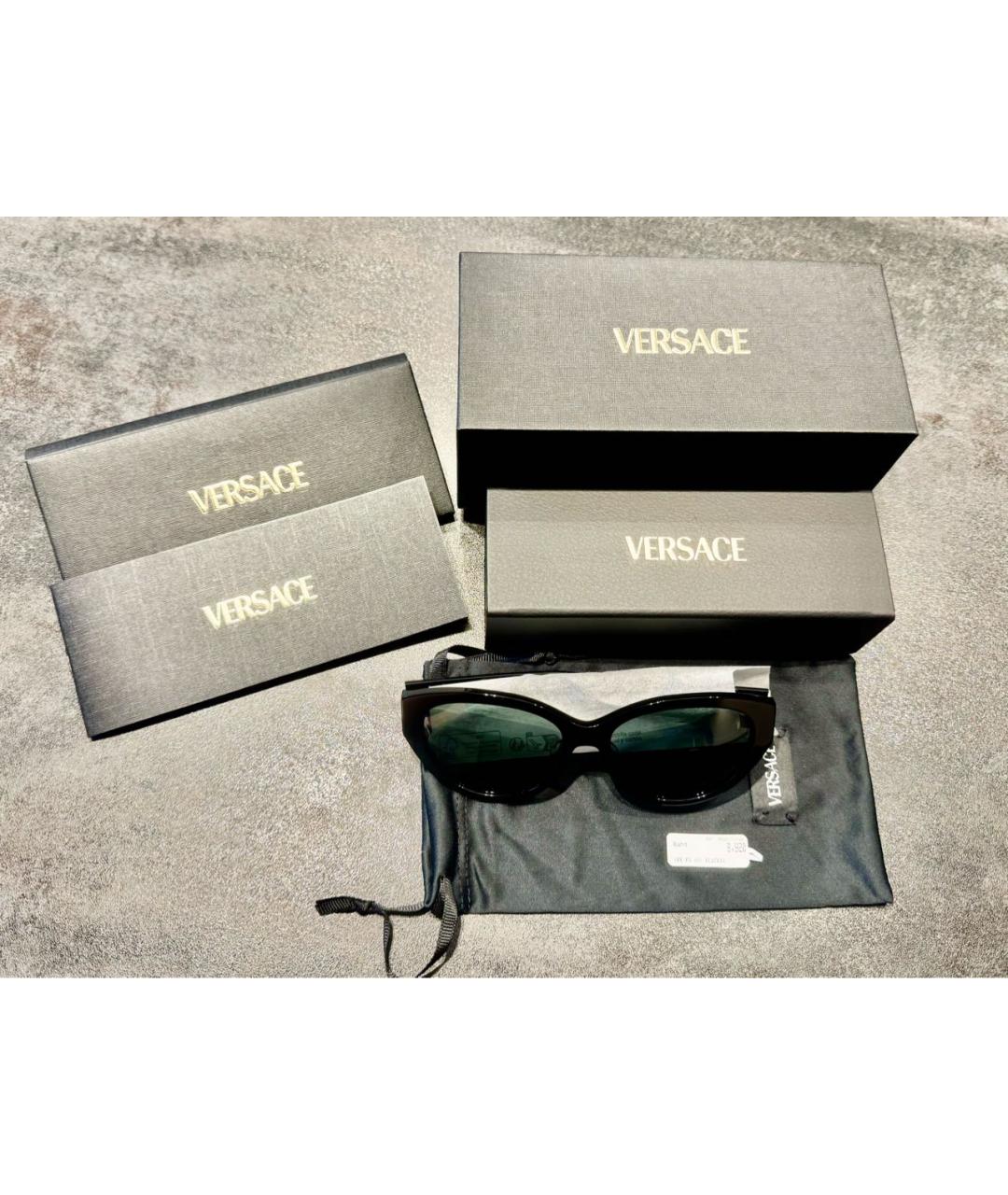 VERSACE Черные пластиковые солнцезащитные очки, фото 4