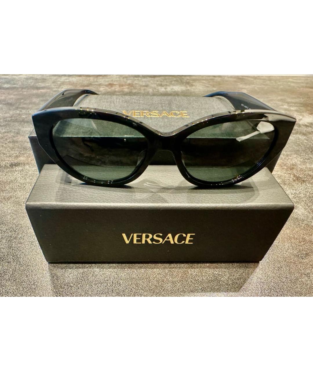 VERSACE Черные пластиковые солнцезащитные очки, фото 8