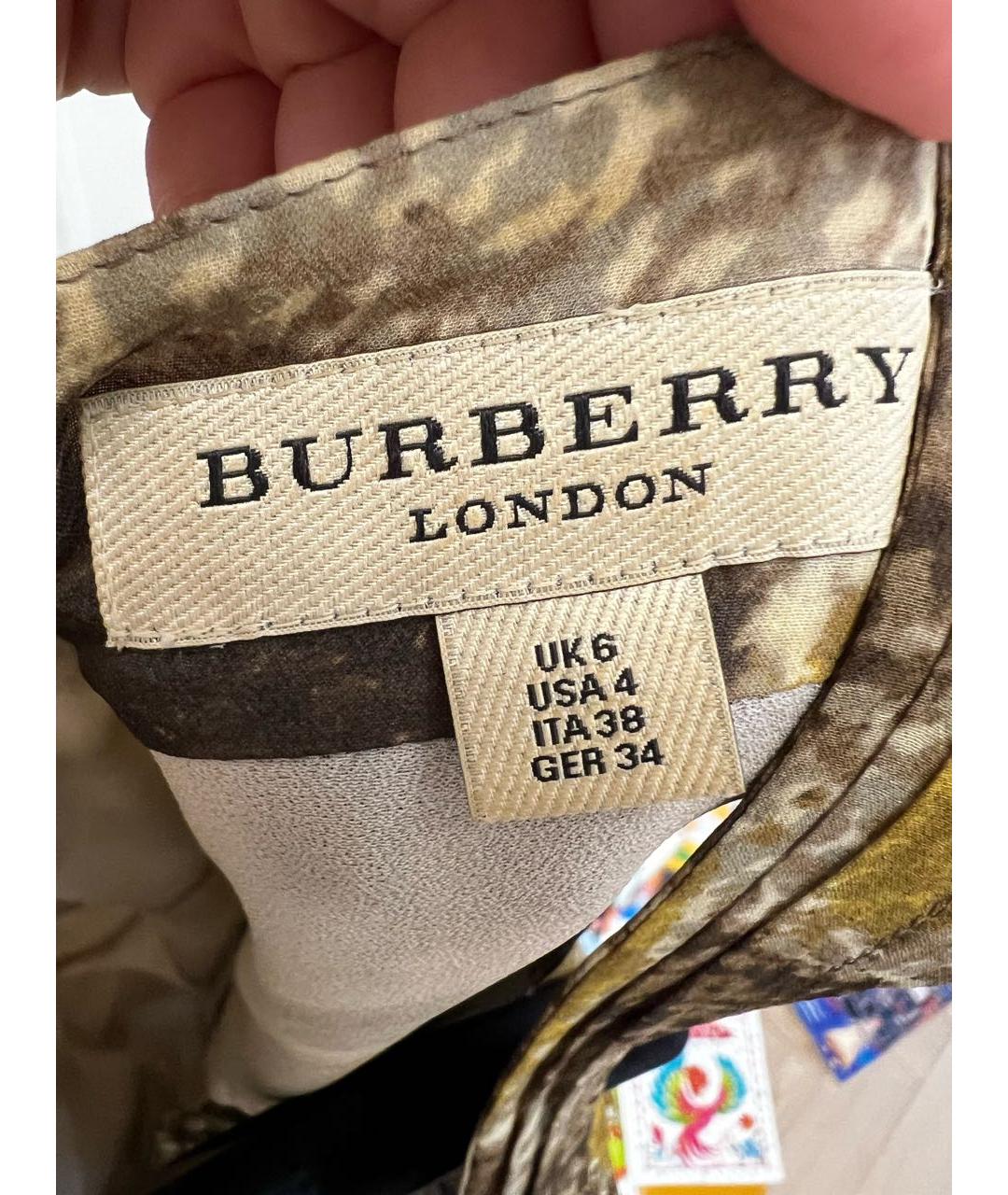 BURBERRY Хаки шелковая блузы, фото 2