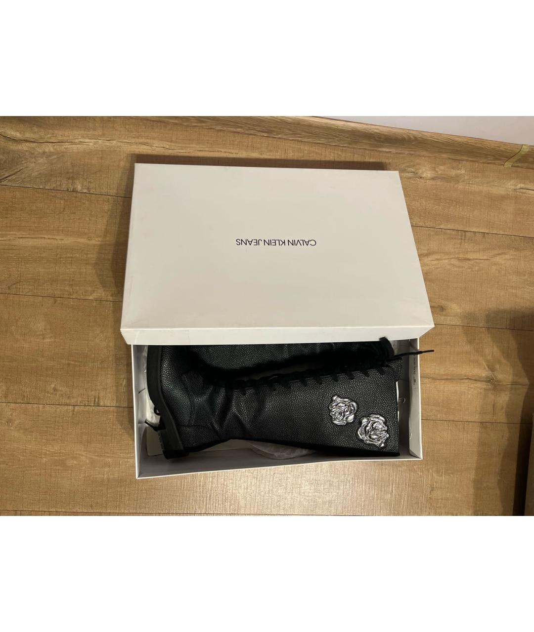 CALVIN KLEIN Черные сапоги из искусственной кожи, фото 6