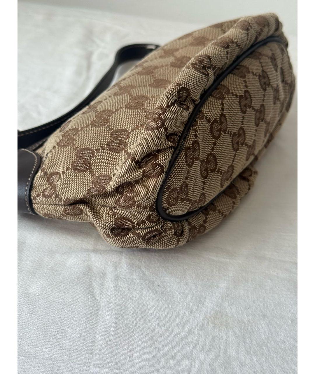 GUCCI Коричневая хлопковая сумка с короткими ручками, фото 4