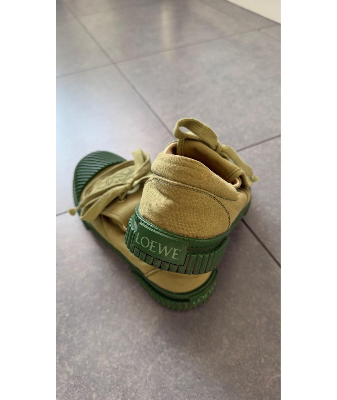 LOEWE Хаки текстильные кеды, фото 4