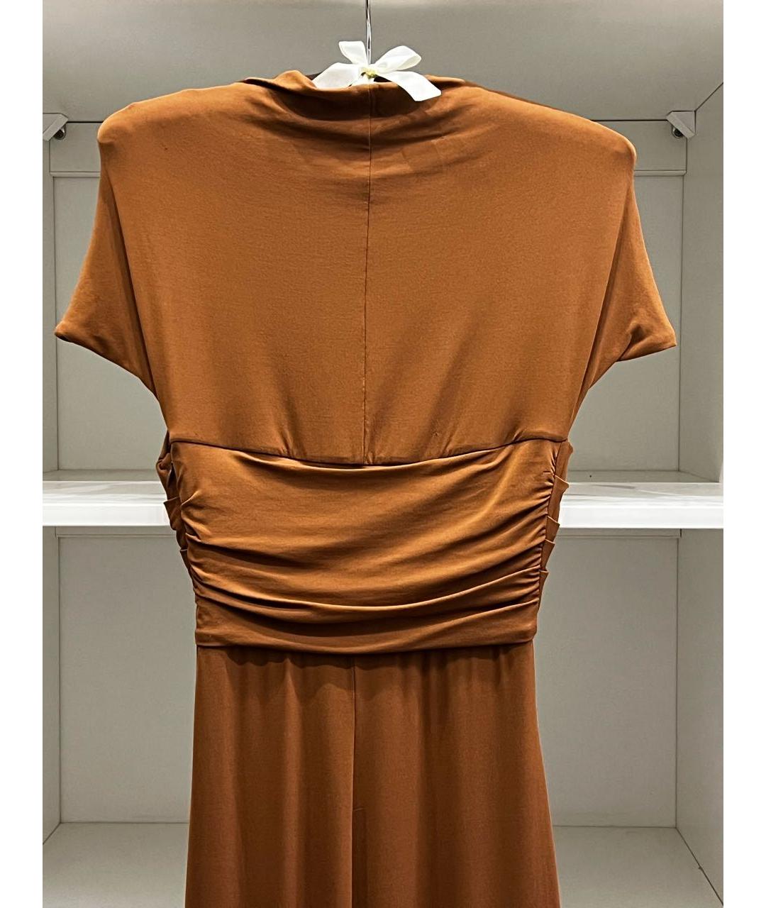 MAX MARA Горчичное вискозное вечернее платье, фото 5