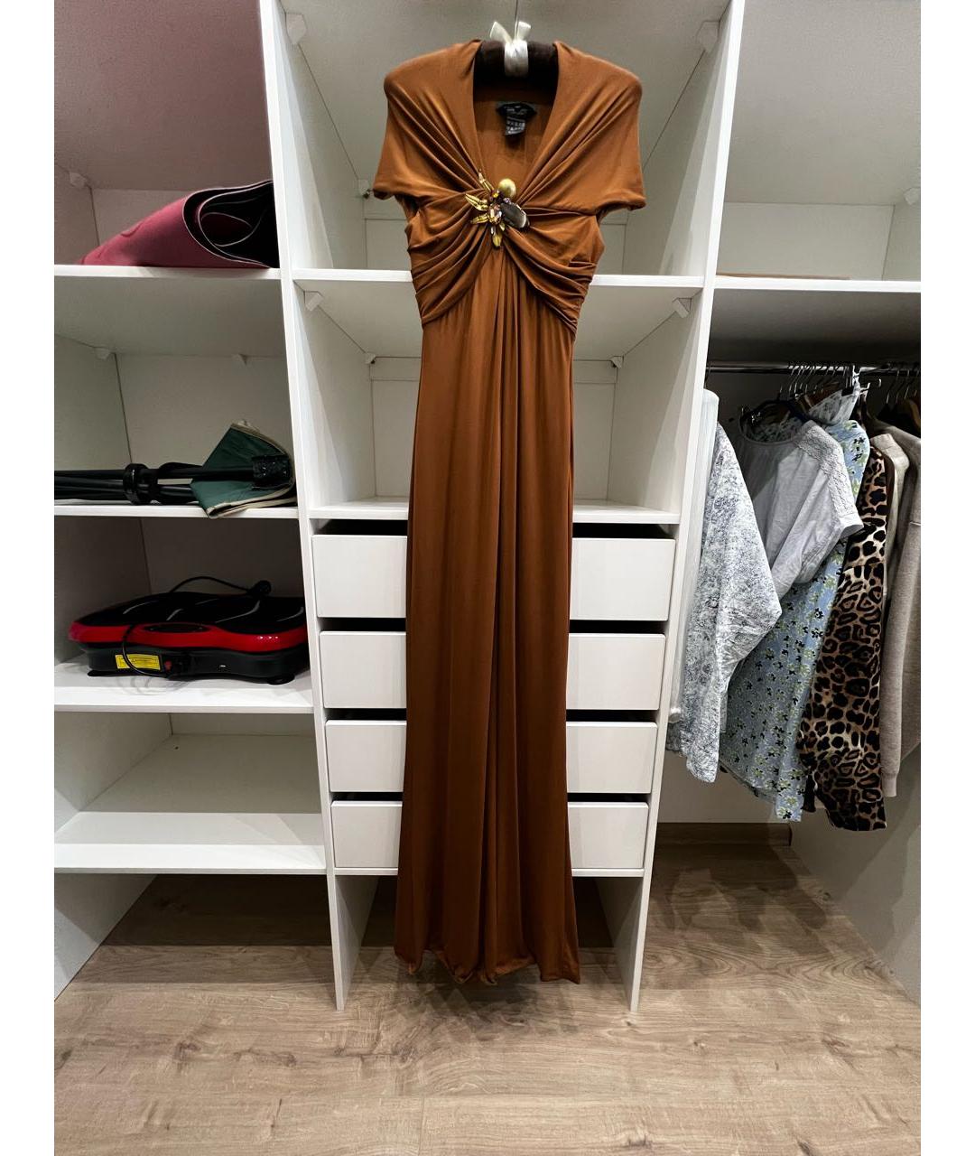 MAX MARA Горчичное вискозное вечернее платье, фото 8