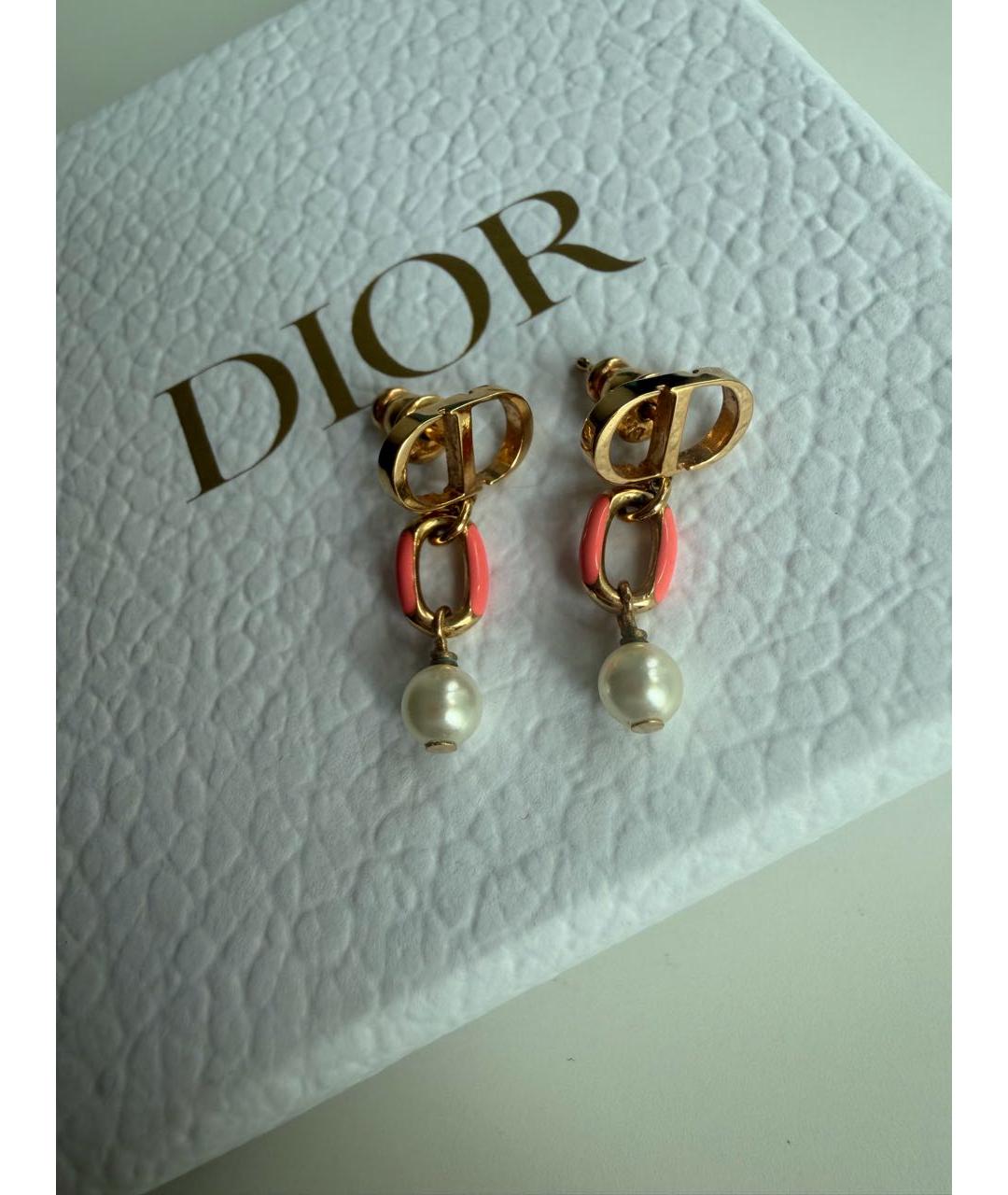 CHRISTIAN DIOR Золотые металлические серьги, фото 6