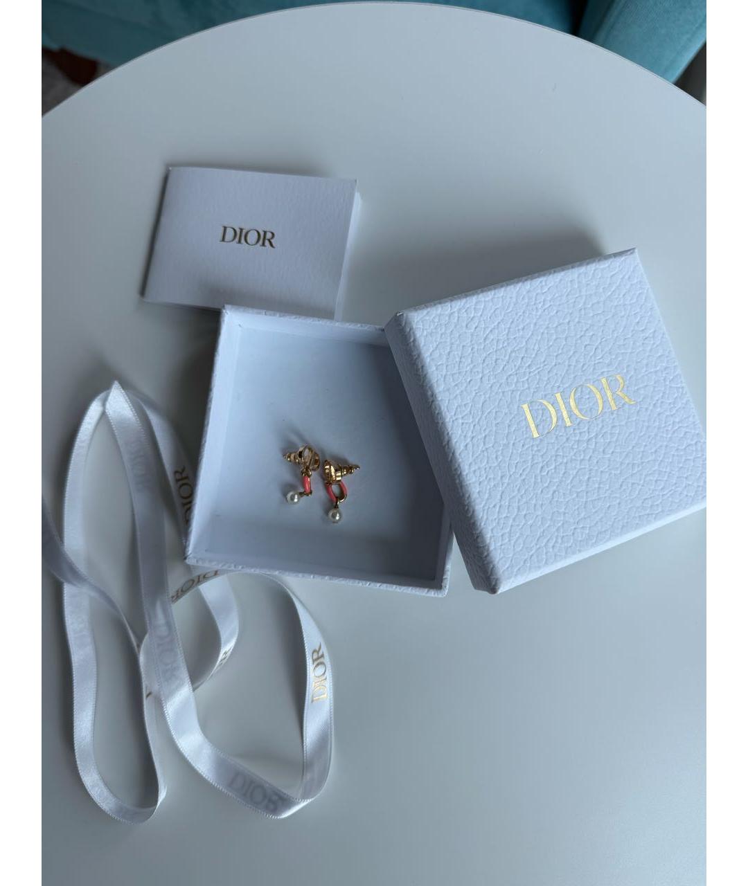 CHRISTIAN DIOR Золотые металлические серьги, фото 5