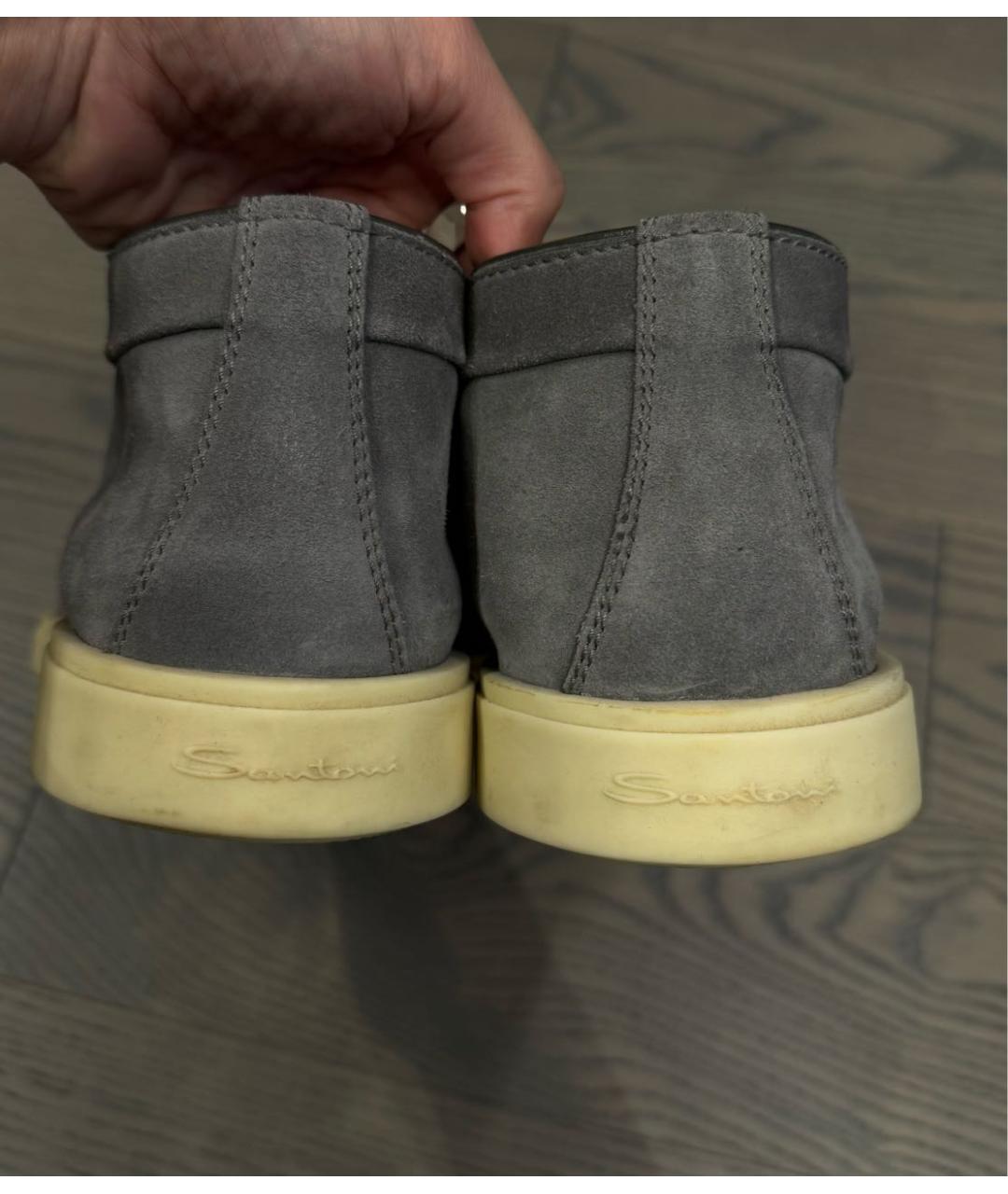 SANTONI Серые замшевые лоферы, фото 4