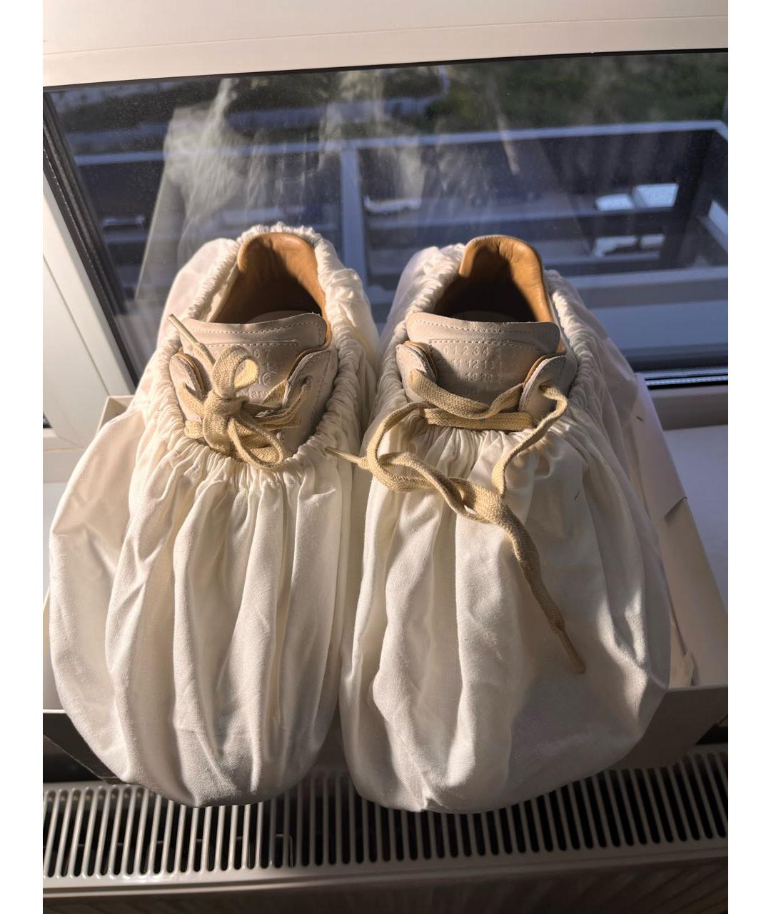 MAISON MARGIELA Белые кожаные низкие кроссовки / кеды, фото 6