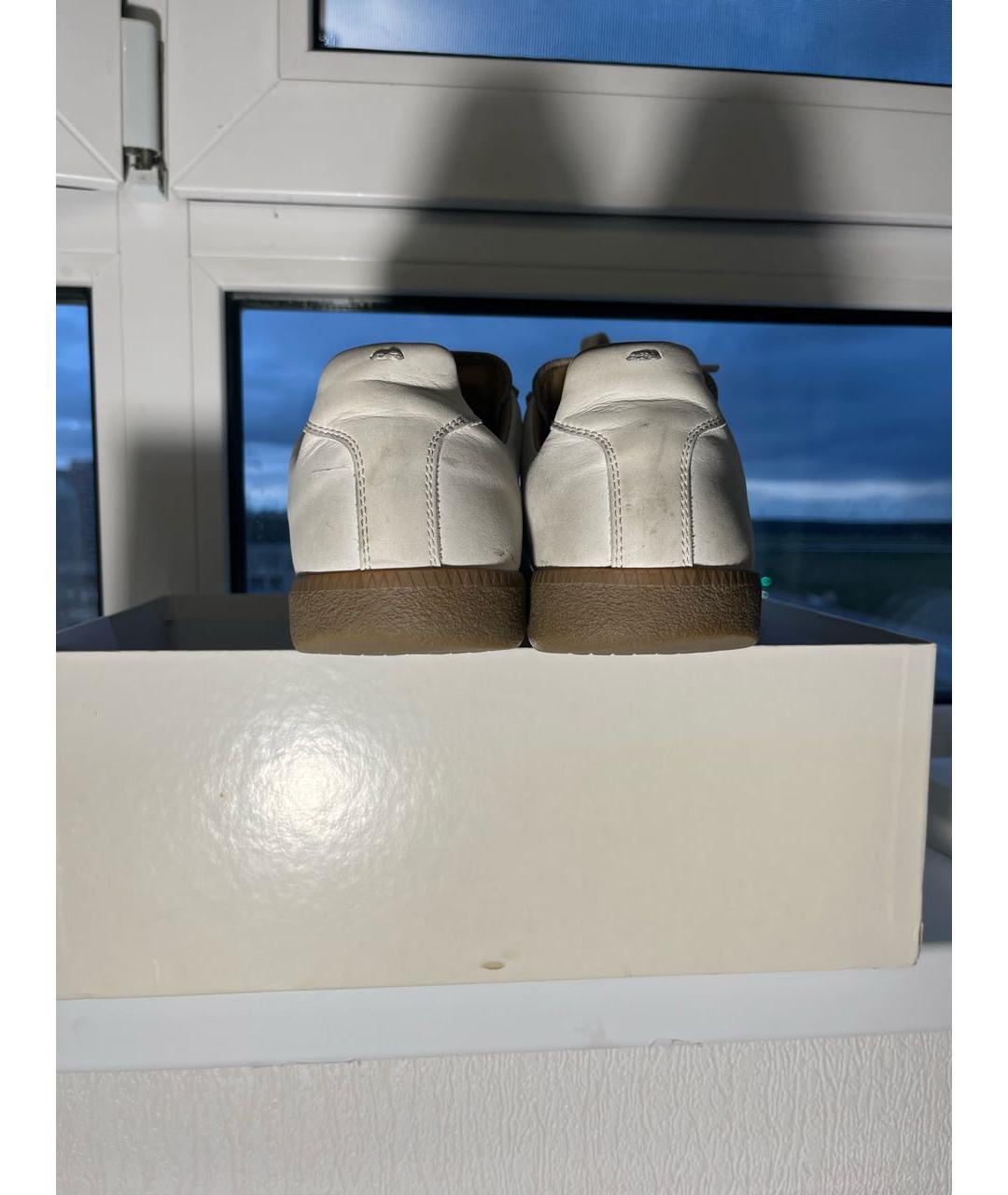 MAISON MARGIELA Белые кожаные низкие кроссовки / кеды, фото 4