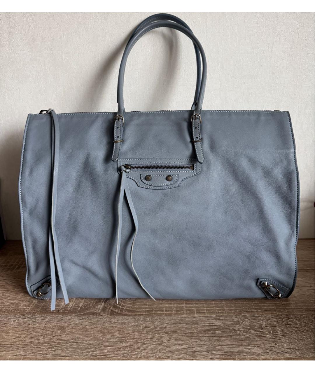 BALENCIAGA Серая кожаная сумка тоут, фото 8
