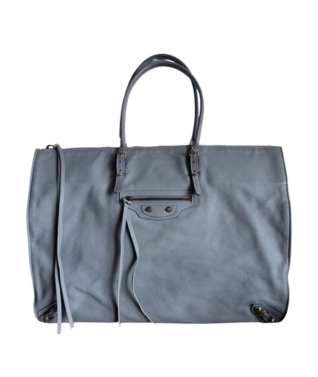 BALENCIAGA Серая кожаная сумка тоут, фото 1