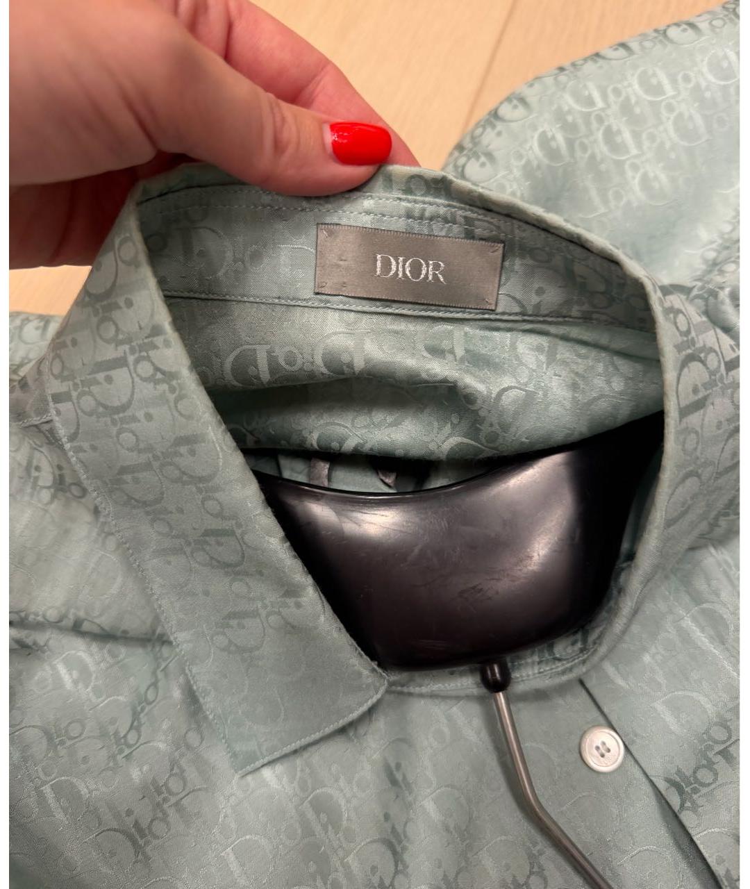 CHRISTIAN DIOR Бирюзовая шелковая кэжуал рубашка, фото 3