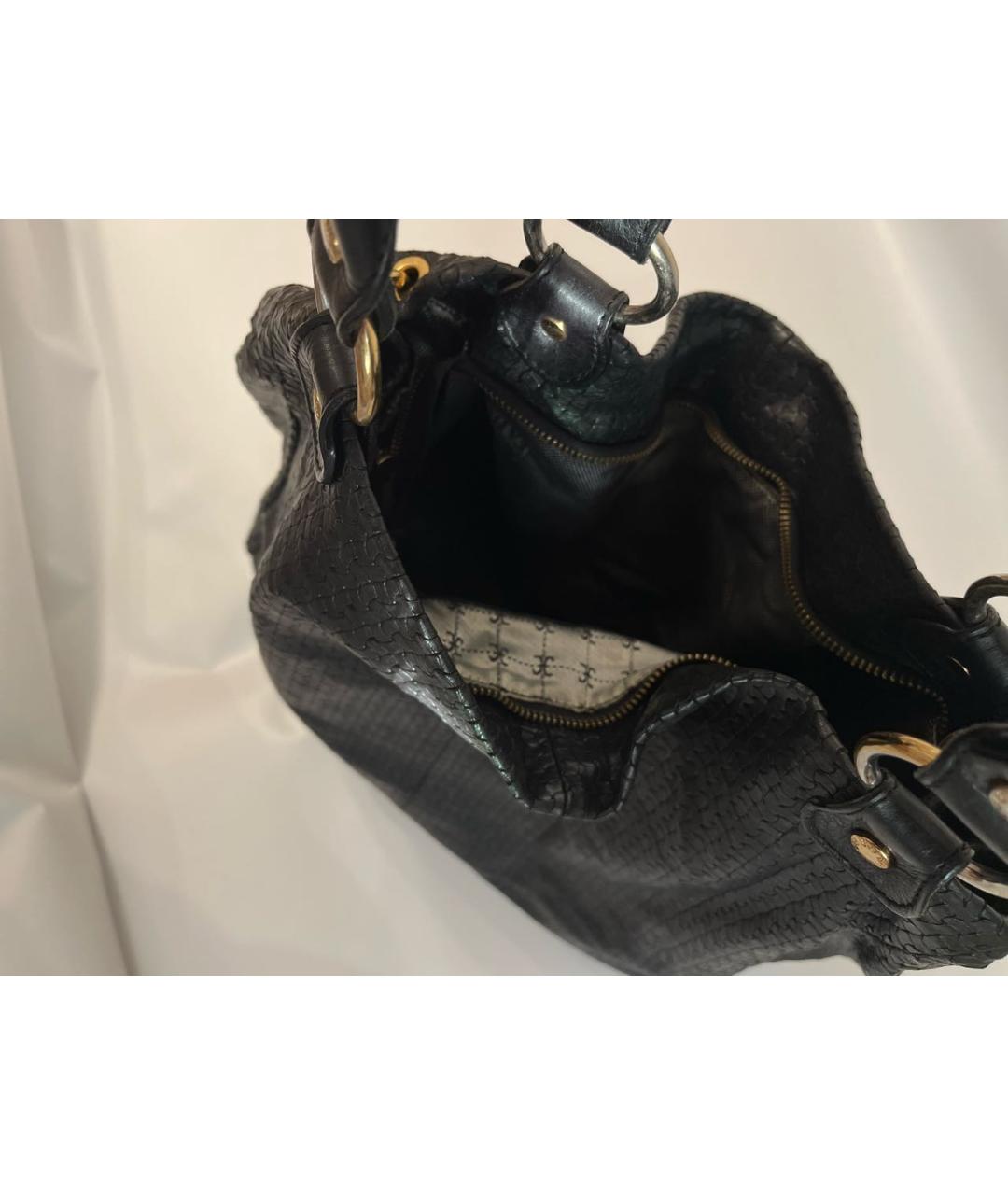 FABI Черная кожаная сумка с короткими ручками, фото 4