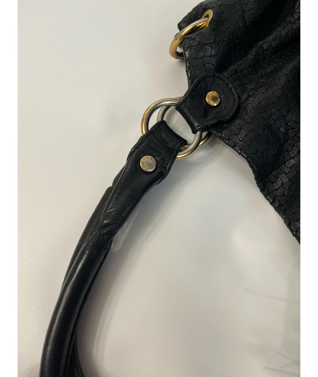 FABI Черная кожаная сумка с короткими ручками, фото 5