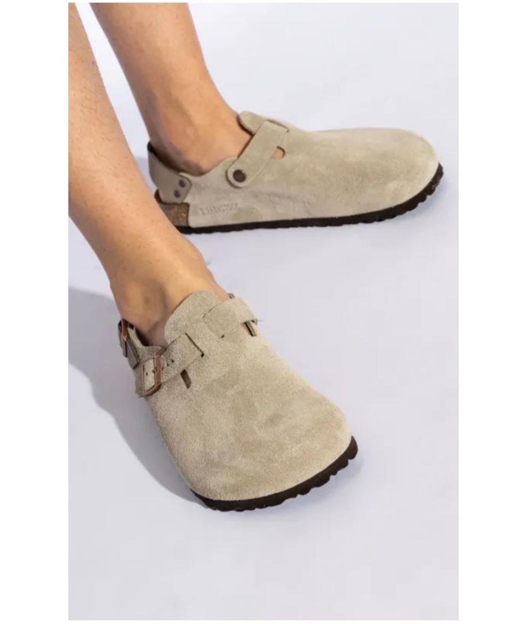 BIRKENSTOCK Бежевые замшевые сандалии, фото 7