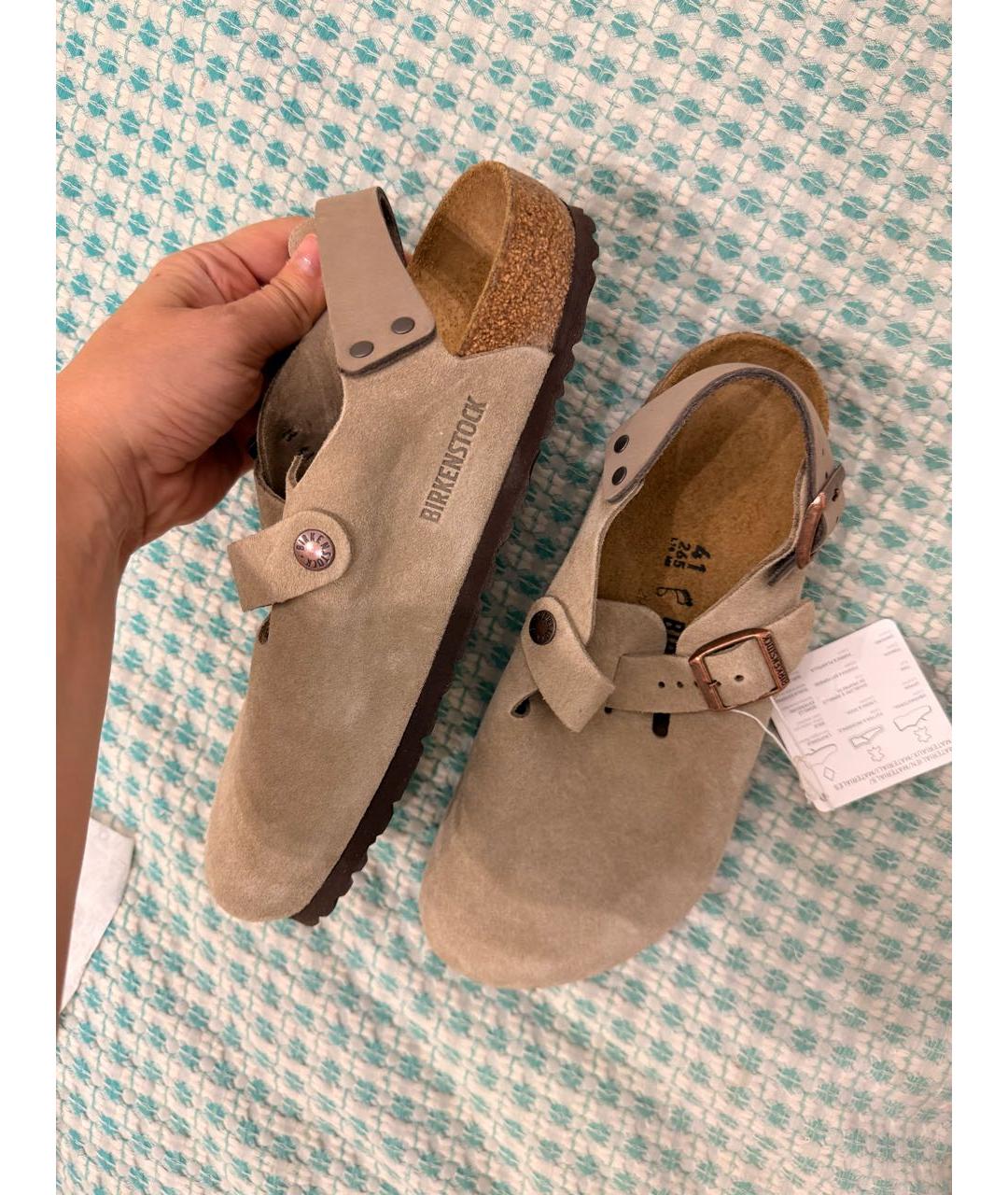 BIRKENSTOCK Бежевые замшевые сандалии, фото 6