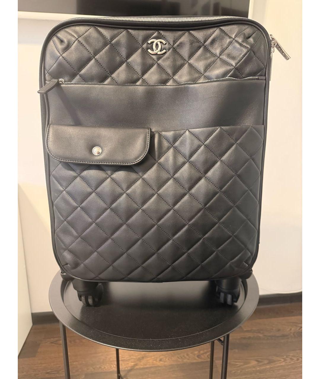 CHANEL Черный кожаный чемодан, фото 9