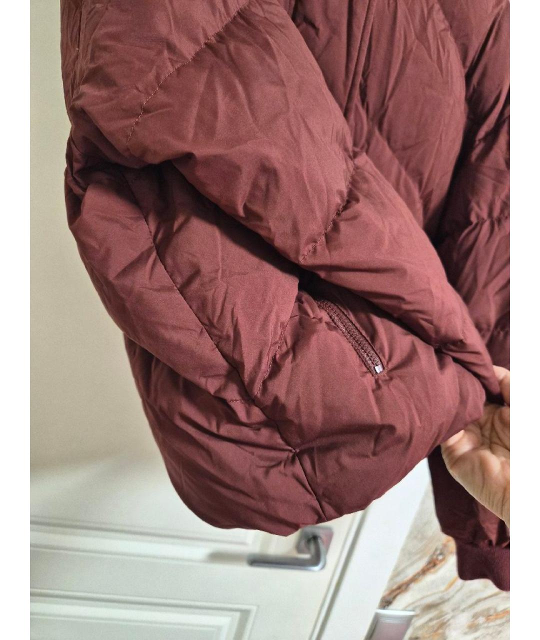 HERMES Бордовый полиэстеровый пуховик, фото 7