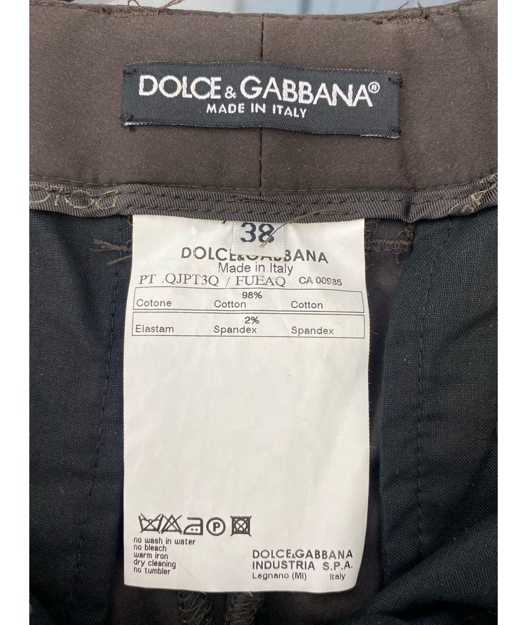 DOLCE&GABBANA Коричневые хлопко-эластановые прямые брюки, фото 6