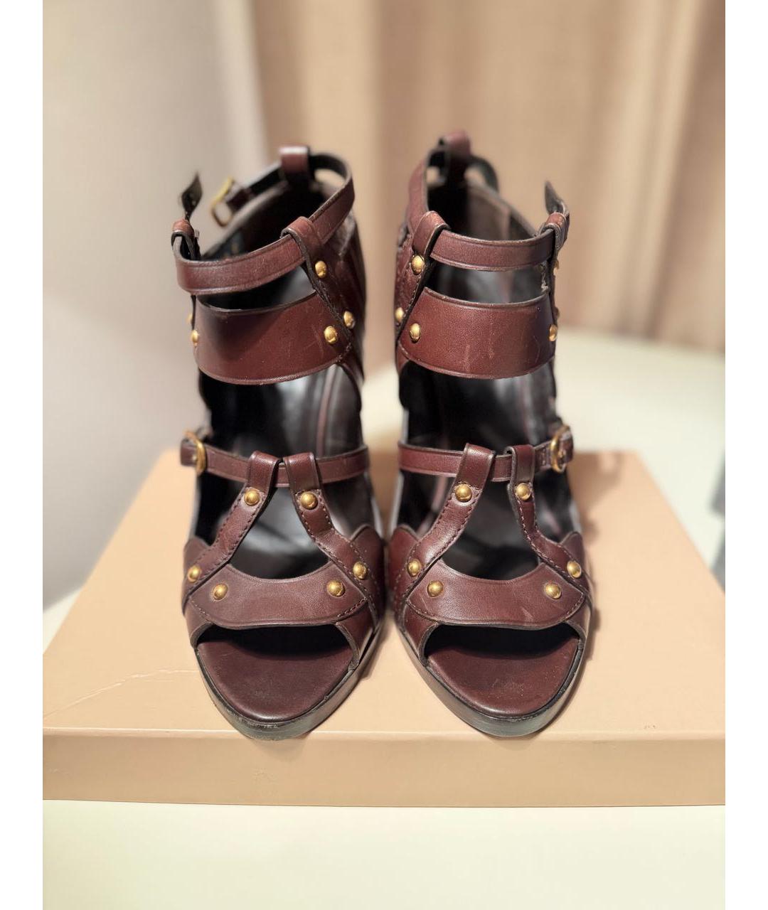 GUCCI Коричневые кожаные босоножки, фото 2