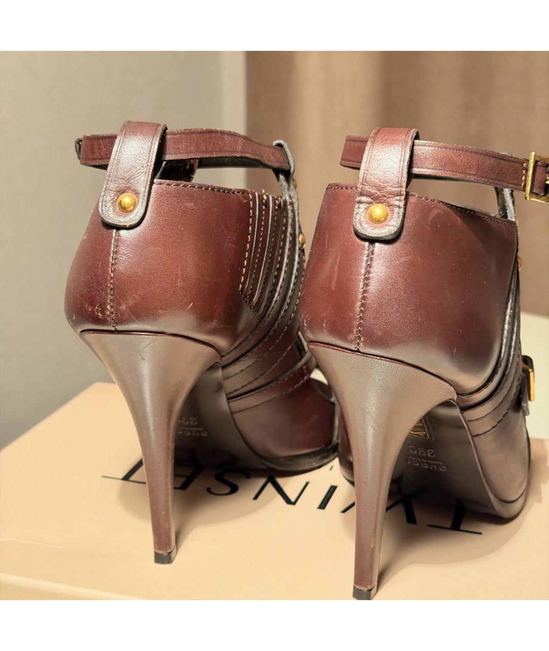 GUCCI Коричневые кожаные босоножки, фото 4
