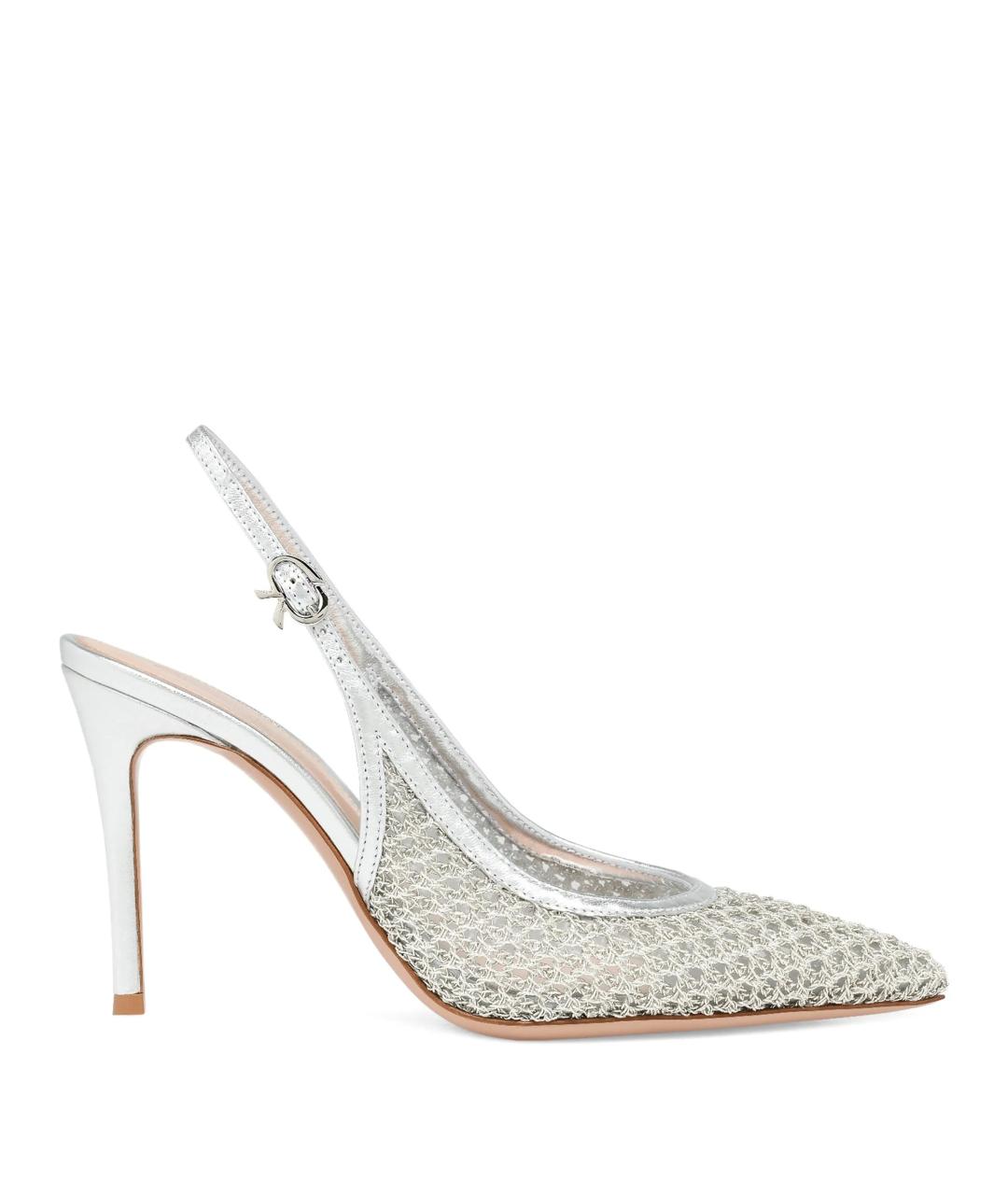 GIANVITO ROSSI Серебряные текстильные туфли, фото 1