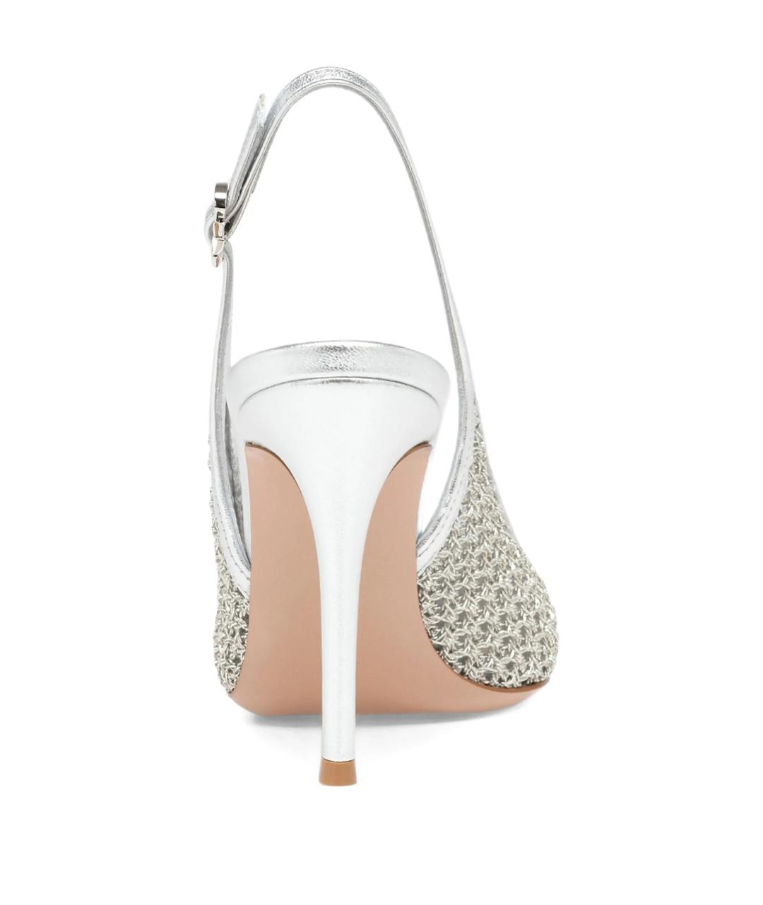 GIANVITO ROSSI Серебряные текстильные туфли, фото 3