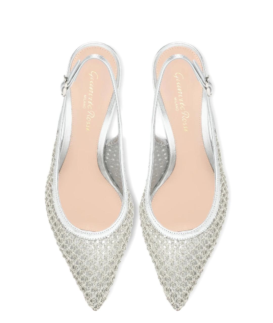 GIANVITO ROSSI Серебряные текстильные туфли, фото 4