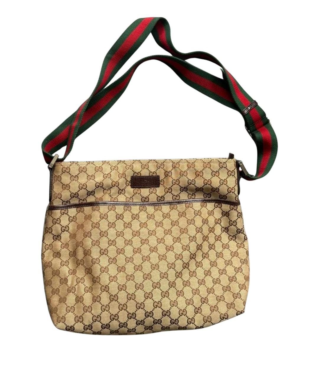 GUCCI Бежевая сумка на плечо из канвы, фото 1