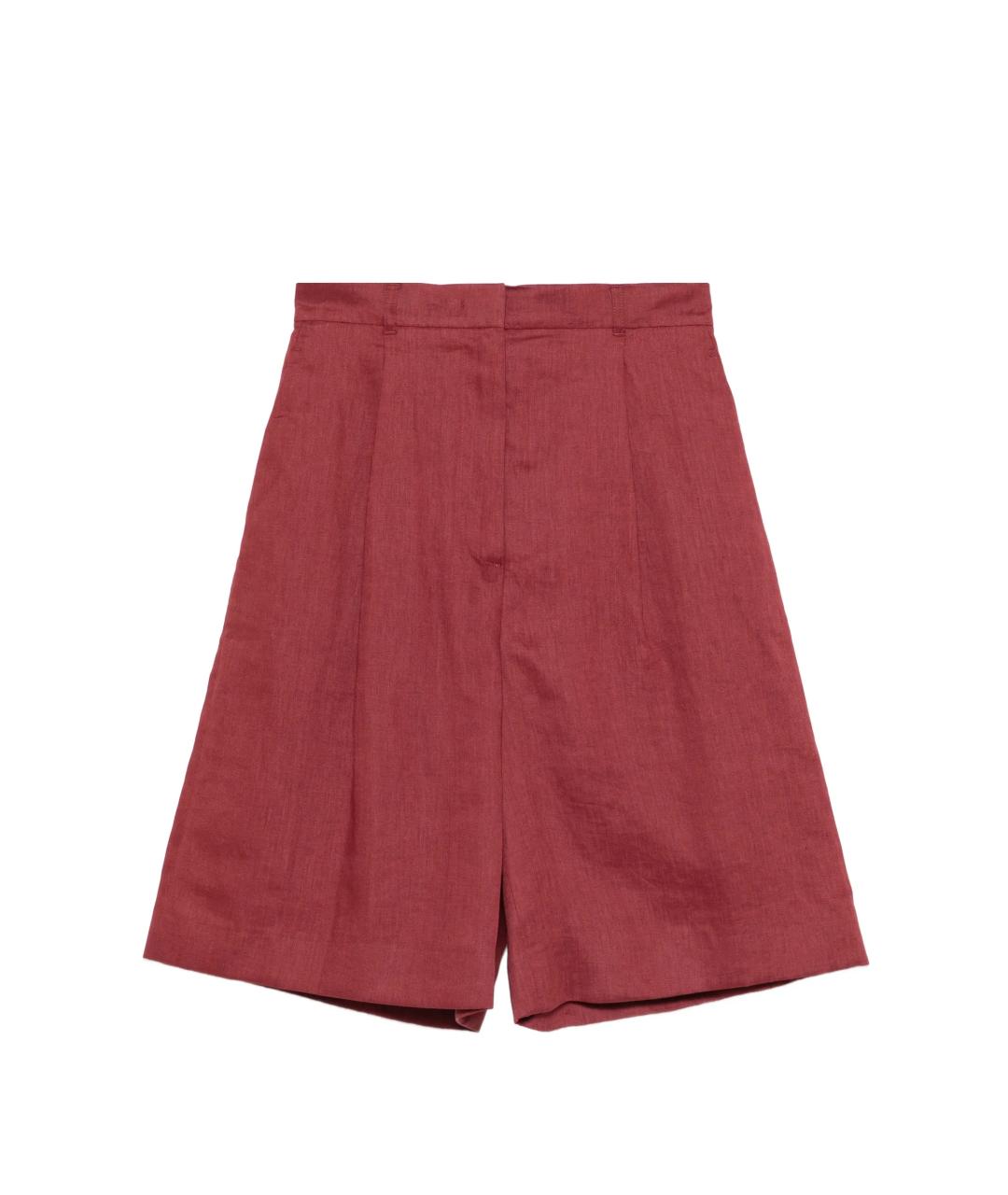 MAX MARA Бордовые льняные шорты, фото 1