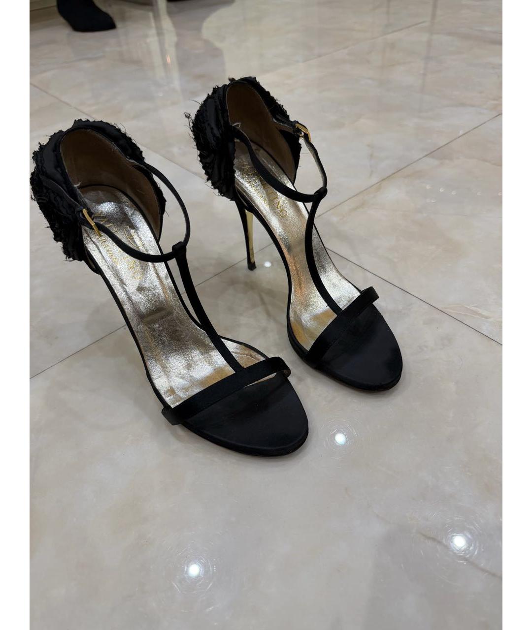 VALENTINO Черные текстильные босоножки, фото 2
