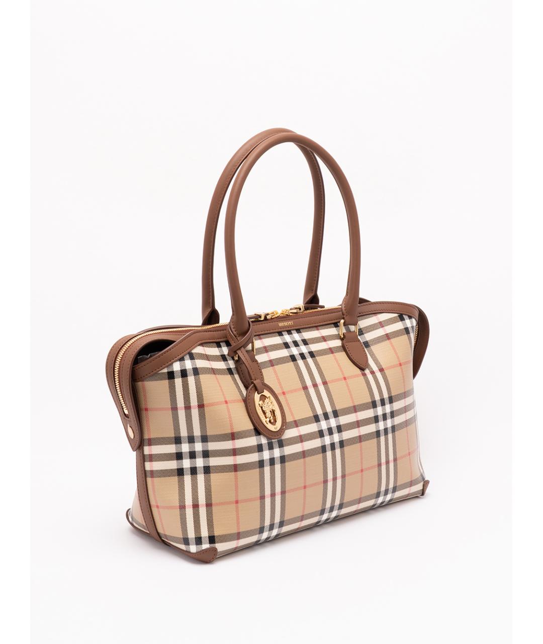 BURBERRY Бежевая сумка тоут из канвы, фото 3