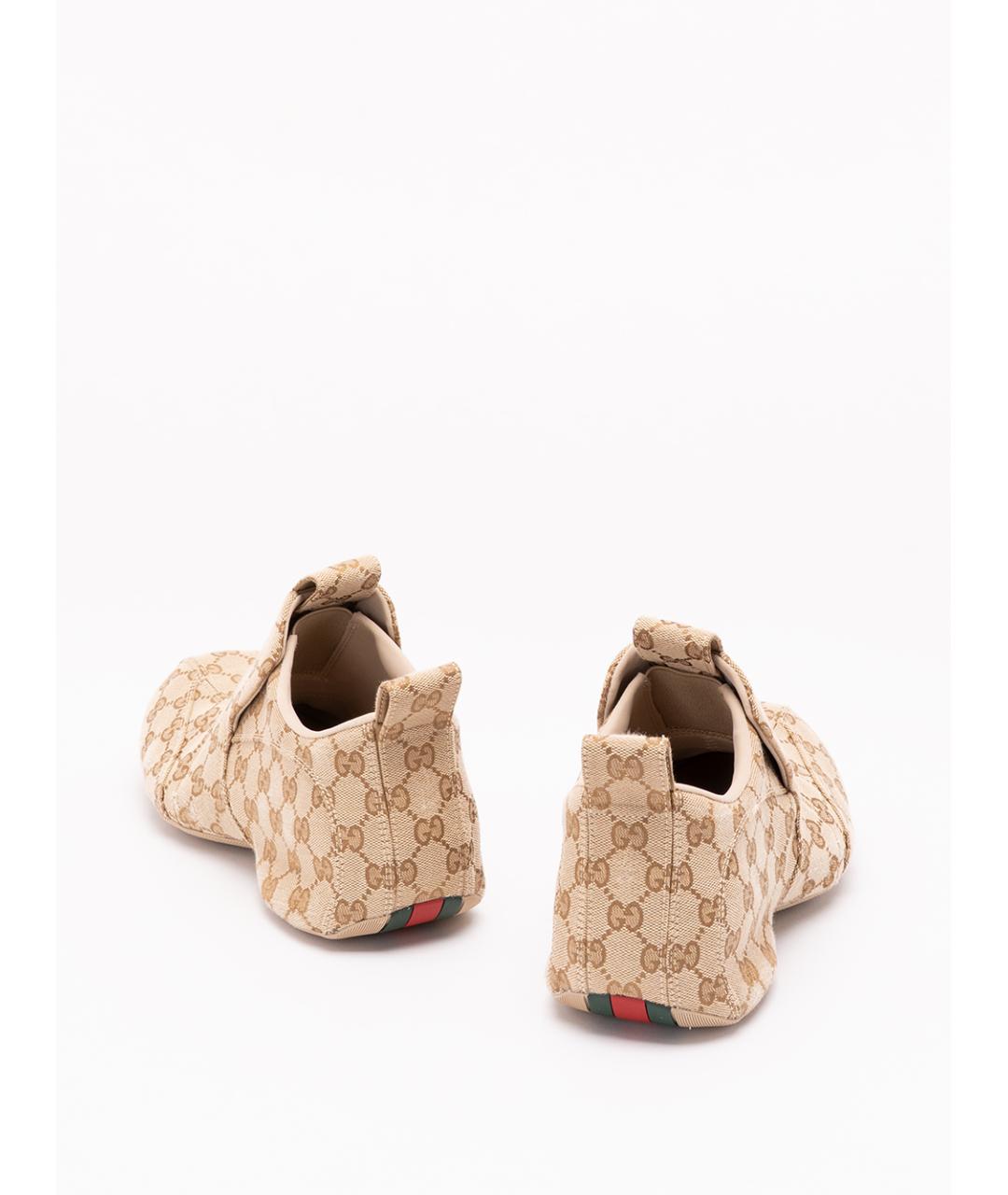 GUCCI Бежевые текстильные низкие кроссовки / кеды, фото 3