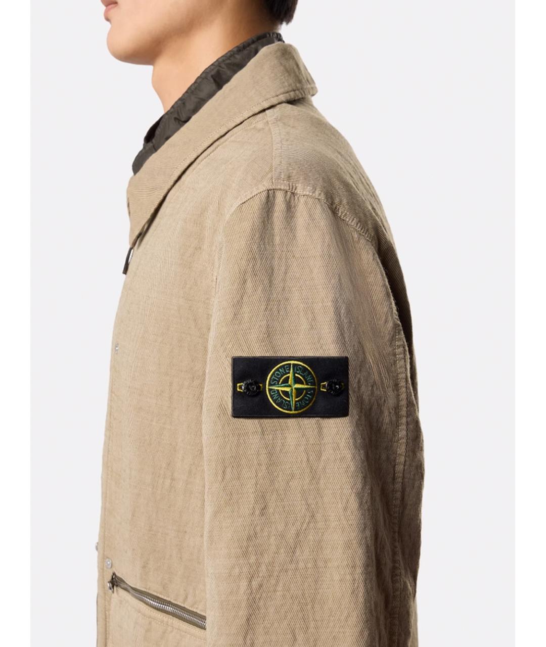 STONE ISLAND Бежевая хлопковая куртка, фото 4