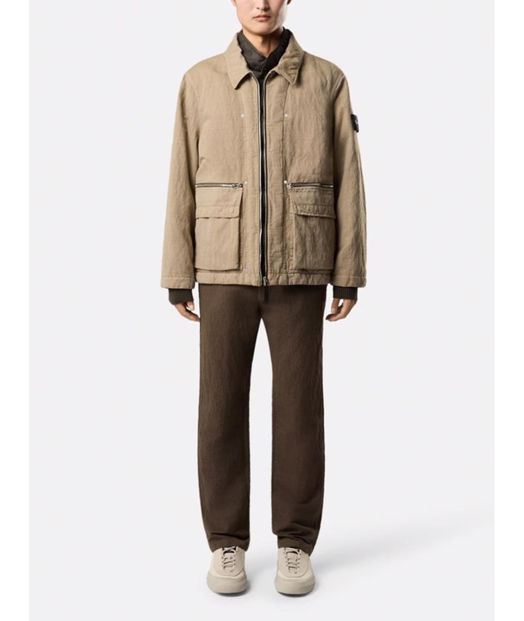 STONE ISLAND Бежевая хлопковая куртка, фото 2