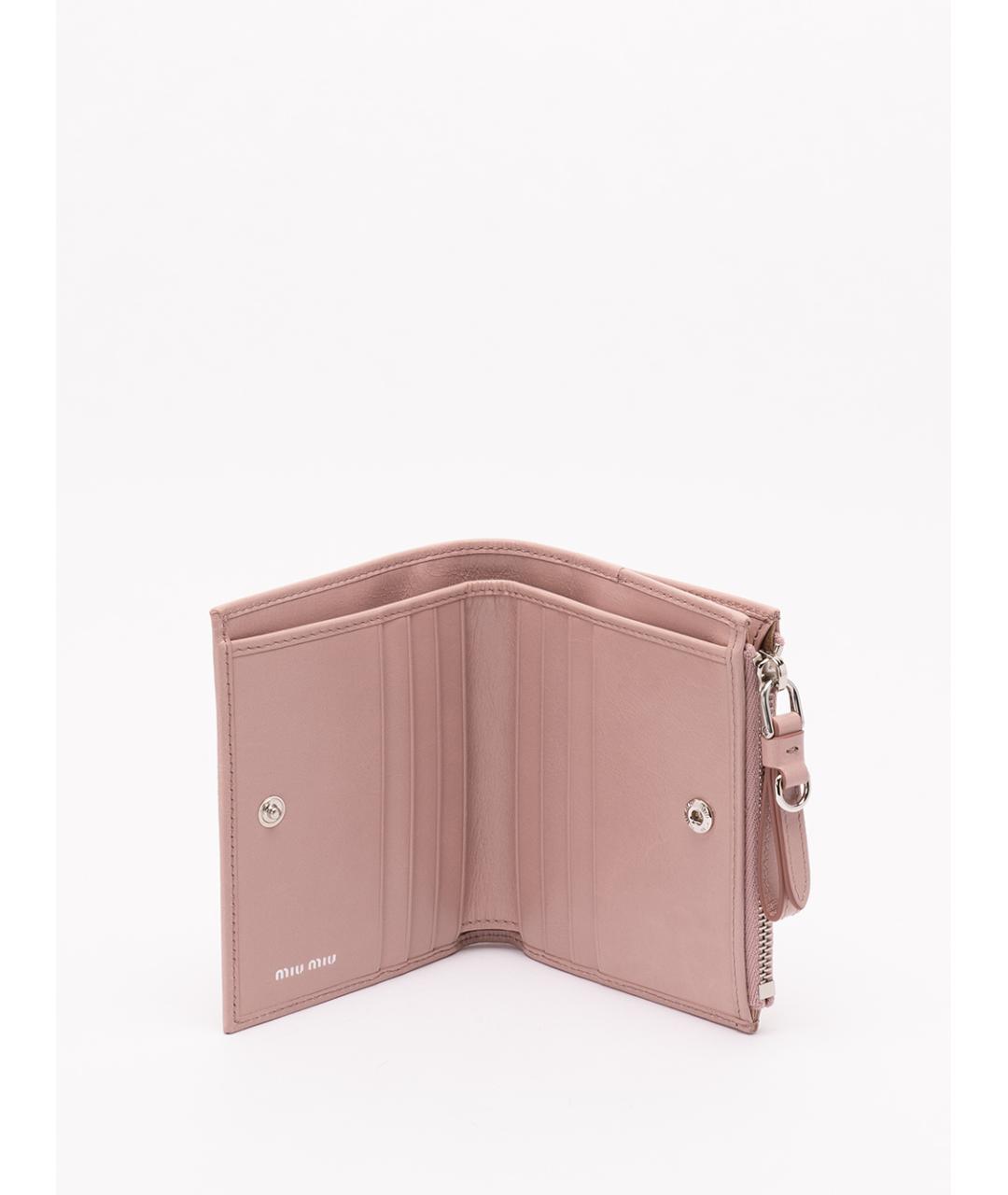 MIU MIU Розовый кожаный кошелек, фото 3